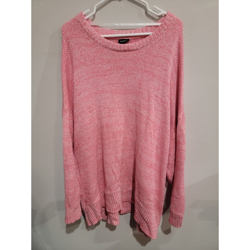 TORRID Women's Plus 4‎ 4X Pullover Drop Shoulder Sweater Knit Heathered Pink